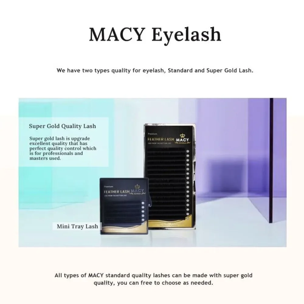 Macy Korea Eyelash Extensions SG Feather Lash (Set of 3) C/ 0.07 X7,8,9 mm